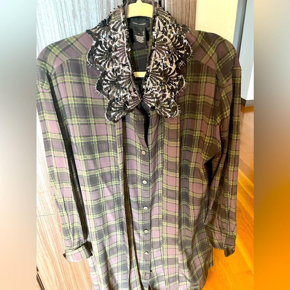 Marc Jacob’s silk plaid printed size 4 shirt dress